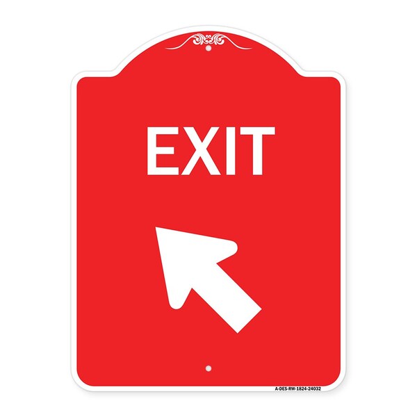 Signmission Designer Series Exit Exit W/ Left Arrow, Red & White Aluminum Sign, 18" H, 24" L, RW-1824-24032 A-DES-RW-1824-24032 - main